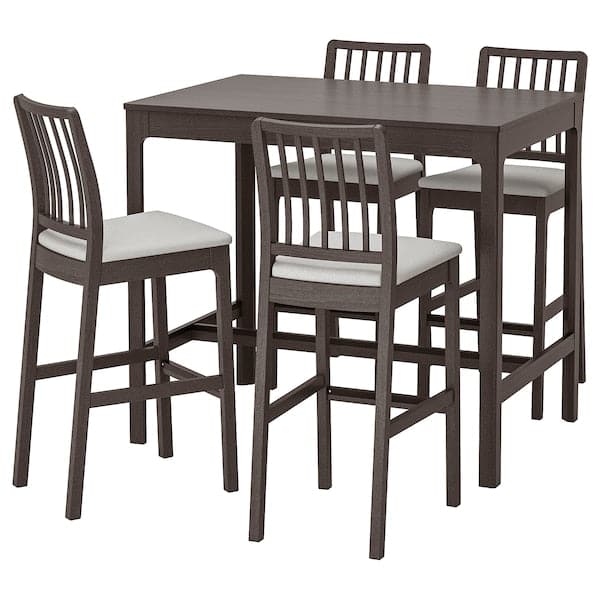 Ikea EKEDALEN Table and 4 bar stools - dark brown/Light grey orrsta , 120 cm