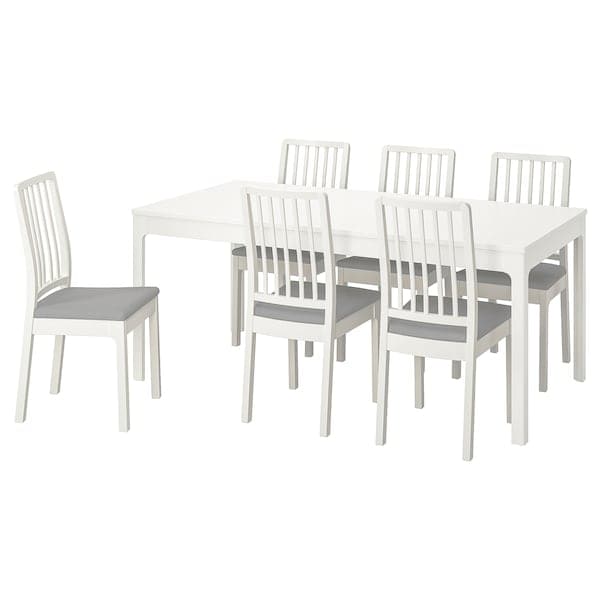 EKEDALEN Table and 6 chairs - white/Light grey orrsta 180/240 cm , 180/240 cm - best price from Maltashopper.com 19221351