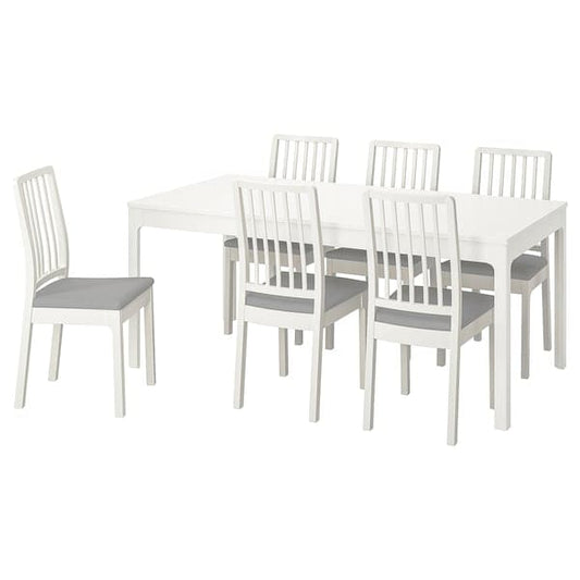 EKEDALEN Table and 6 chairs - white/Light grey orrsta 180/240 cm , 180/240 cm - best price from Maltashopper.com 19221351