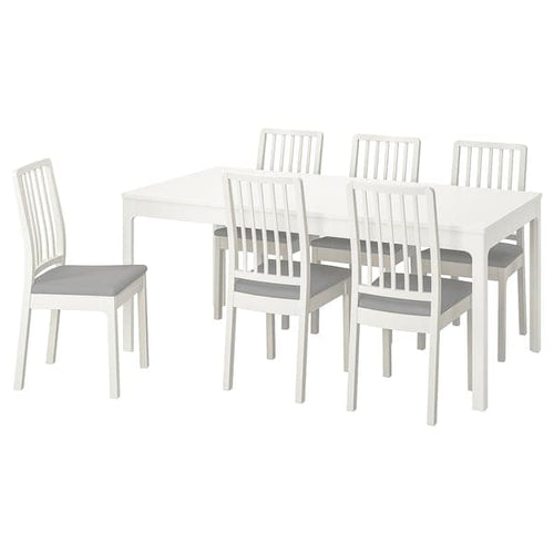 EKEDALEN Table and 6 chairs - white/Light grey orrsta 180/240 cm , 180/240 cm