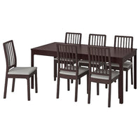 EKEDALEN / EKEDALEN Table and 6 chairs - dark brown/Light grey orrsta 180/240 cm , 180/240 cm - best price from Maltashopper.com 39279567
