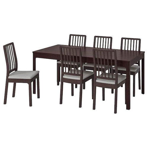 EKEDALEN / EKEDALEN Table and 6 chairs - dark brown/Light grey orrsta 180/240 cm , 180/240 cm