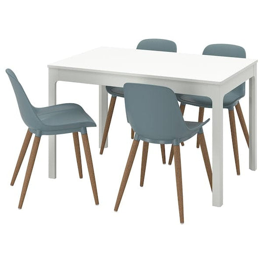 Ikea EKEDALEN / GRÖNSTA - Table and 4 chairs, white/grey-turquoise, 120/180 cm