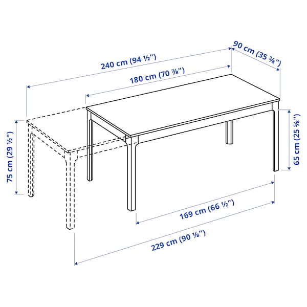 Ikea EKEDALEN / GRÖNSTA - Table and 6 chairs, white/grey-turquoise, 180/240 cm