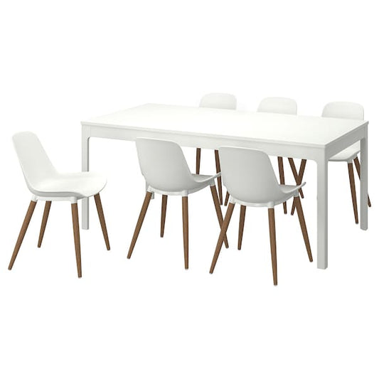 Ikea EKEDALEN / GRÖNSTA - Table and 6 chairs, white/white, 180/240 cm