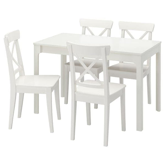EKEDALEN / INGOLF - Table and 4 chairs, white/white, 80/120 cm - best price from Maltashopper.com 69482968