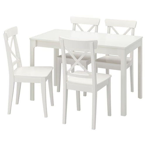 EKEDALEN / INGOLF - Table and 4 chairs, white/white, 80/120 cm