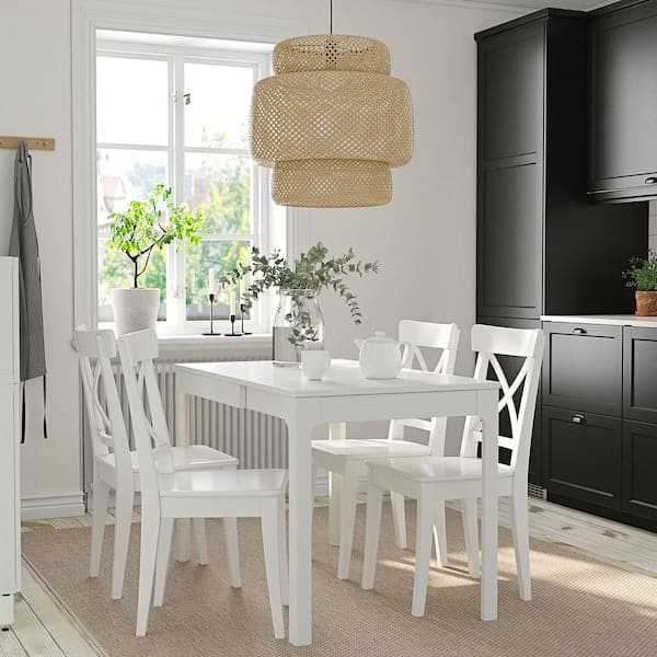 EKEDALEN / INGOLF - Table and 4 chairs, white/white, 80/120 cm - best price from Maltashopper.com 69482968
