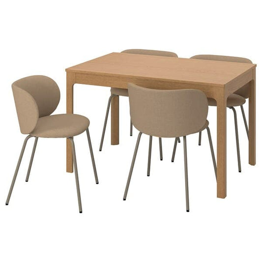 Ikea EKEDALEN / KRYLBO - Table and 4 chairs, oak/Tonerud dark beige, ,