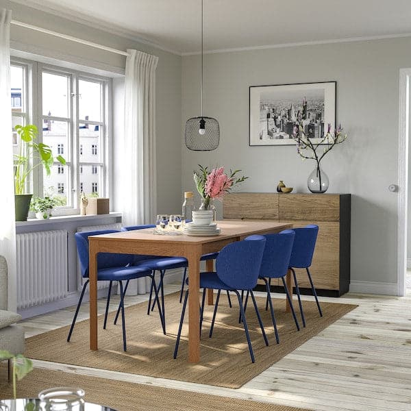 EKEDALEN / KRYLBO - Table and 4 chairs, oak/Tonerud blue, , 120/180 cm - best price from Maltashopper.com 89536343