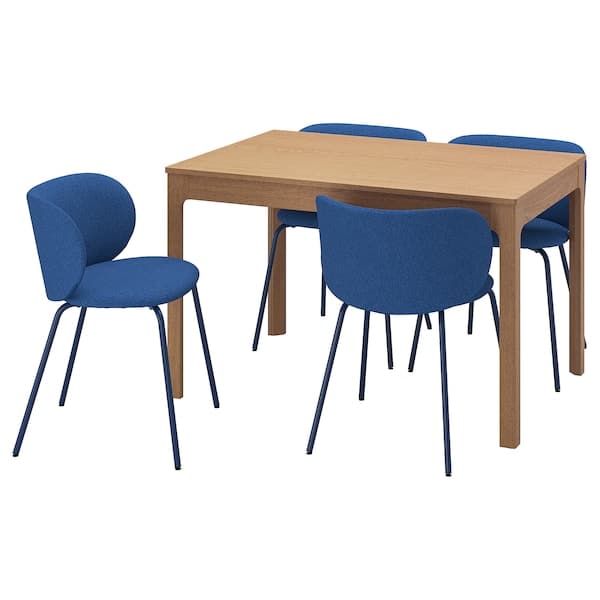 EKEDALEN / KRYLBO - Table and 4 chairs, oak/Tonerud blue, , 120/180 cm - best price from Maltashopper.com 89536343