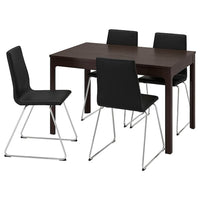 EKEDALEN / LILLÅNÄS - Table and 4 chairs, dark brown/chrome Bomstad black, 120/180 cm - best price from Maltashopper.com 79495135
