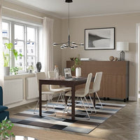 EKEDALEN / LILLÅNÄS - Table and 4 chairs, dark brown/chrome Gunnared beige, 120/180 cm , - best price from Maltashopper.com 09495172