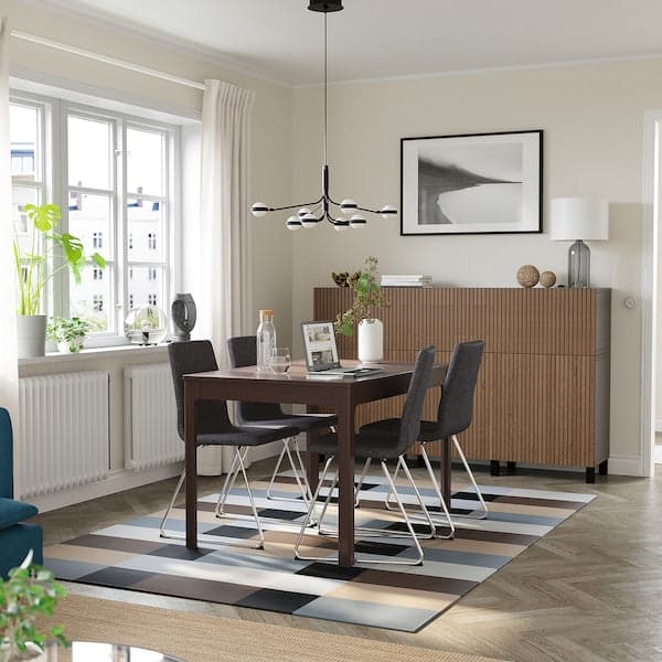 EKEDALEN / LILLÅNÄS - Table and 4 chairs, dark brown/chrome Gunnared, 120/180 cm - Premium  from Ikea - Just €759.05! Shop now at Maltashopper.com