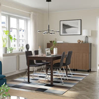 EKEDALEN / LILLÅNÄS - Table and 4 chairs, dark brown/chrome Gunnared, 120/180 cm , - best price from Maltashopper.com 09495129