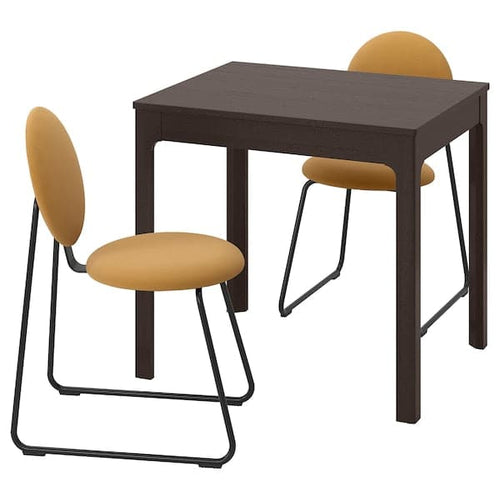 EKEDALEN / MÅNHULT - Table and 2 chairs, dark brown/Hakebo amber, 80/120 cm