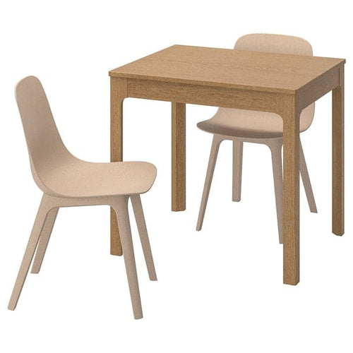 EKEDALEN / ODGER - Table and 2 chairs, oak/white beige, 80/120 cm
