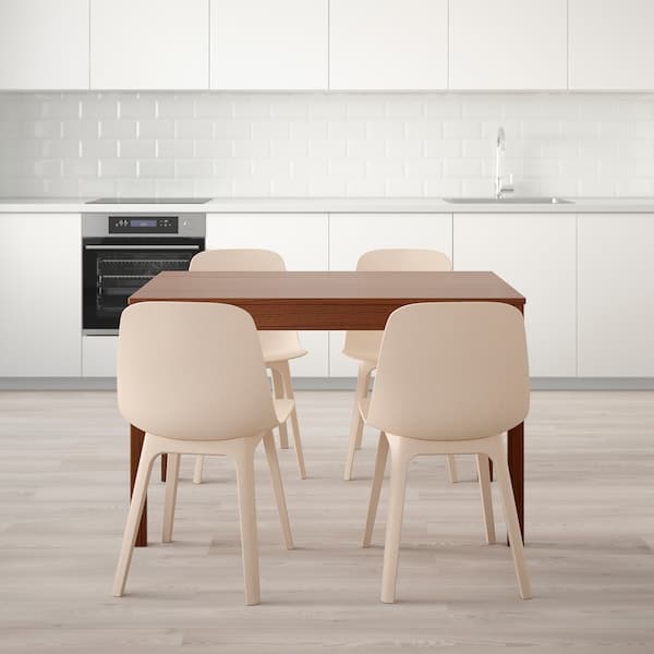 EKEDALEN / ODGER Table and 4 chairs - beige brown/white 120/180 cm , 120/180 cm - Premium Kitchen & Dining Furniture Sets from Ikea - Just €622.99! Shop now at Maltashopper.com