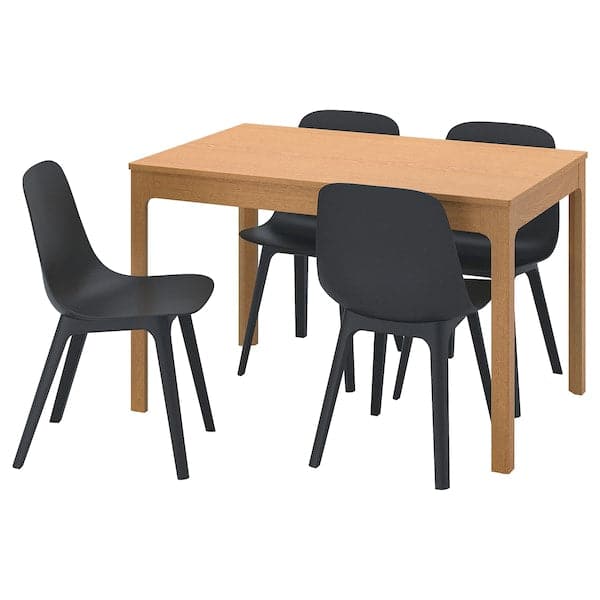 EKEDALEN / ODGER - Table and 4 chairs, oak/anthracite, 120/180 cm - best price from Maltashopper.com 79483024