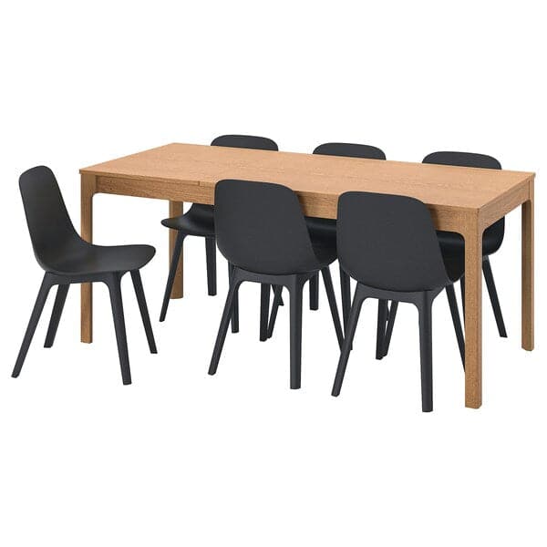 EKEDALEN / ODGER - Table and 6 chairs, oak/anthracite, 120/180 cm - best price from Maltashopper.com 59483020