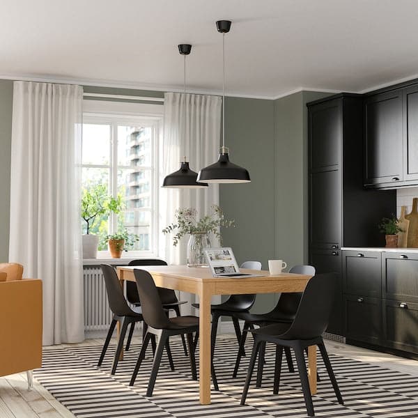Ikea EKEDALEN / ODGER - Table and 6 chairs, oak/anthracite, 120/180 cm
