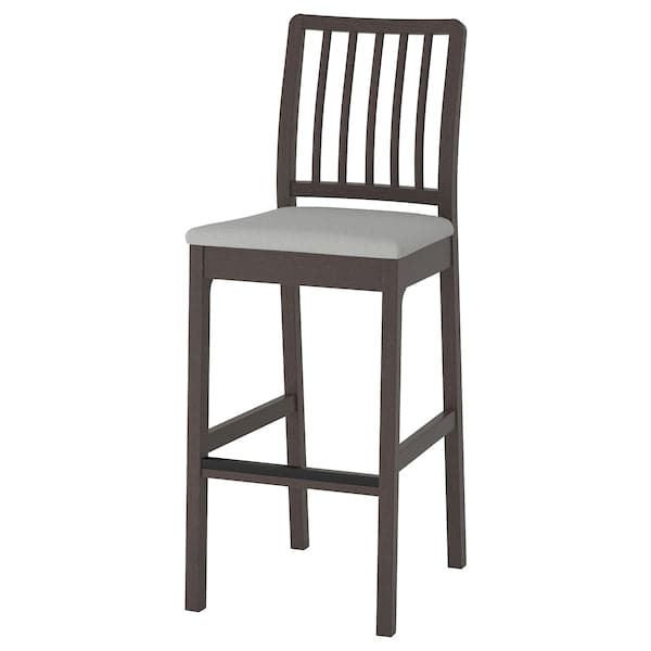 EKEDALEN Bar stool with backrest - dark brown/Light grey orrsta 75 cm , 75 cm - best price from Maltashopper.com 10400540