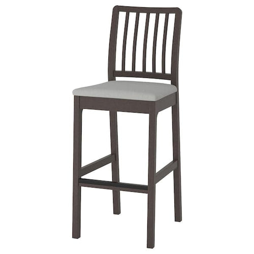 EKEDALEN Bar stool with backrest - dark brown/Light grey orrsta 75 cm , 75 cm