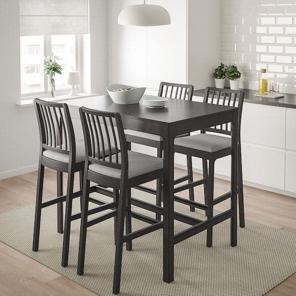 EKEDALEN Bar stool with backrest - dark brown/Light grey orrsta 75 cm , 75 cm - best price from Maltashopper.com 10400540