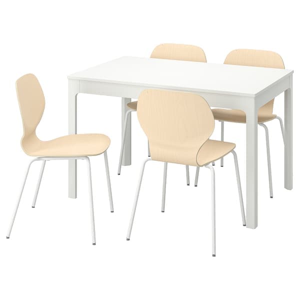 EKEDALEN / SIGTRYGG - Table and 4 chairs, white/birch white, 120/180x80 cm - best price from Maltashopper.com 99481627