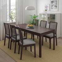 EKEDALEN - Extendable table, dark brown, 120/180x80 cm - best price from Maltashopper.com 40340804