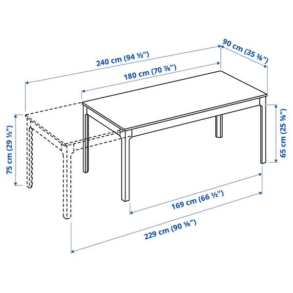 EKEDALEN Extendable table - brown 180/240x90 cm , 180/240x90 cm - best price from Maltashopper.com 90340769