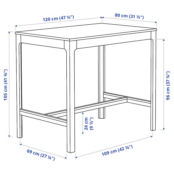 Ikea EKEDALEN - Bar table, dark brown, 120x80x105 cm