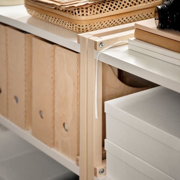 EKENABBEN - Open shelving unit, aspen/white, 70x34x86 cm - best price from Maltashopper.com 10487816