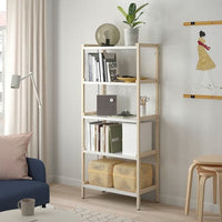 EKENABBEN - Open shelving unit, aspen/white, 70x34x154 cm - best price from Maltashopper.com 80487813