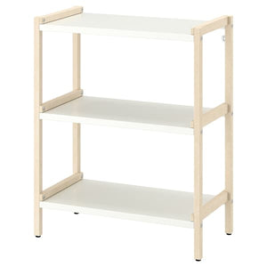 EKENABBEN - Open shelving unit, aspen/white, 70x34x86 cm - best price from Maltashopper.com 10487816