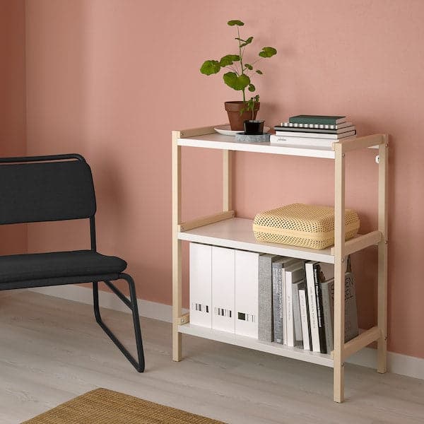 EKENABBEN - Open shelving unit, aspen/white, 70x34x86 cm - best price from Maltashopper.com 10487816
