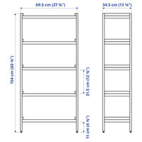 EKENABBEN - Open shelving unit, aspen/white, 70x34x154 cm - best price from Maltashopper.com 80487813