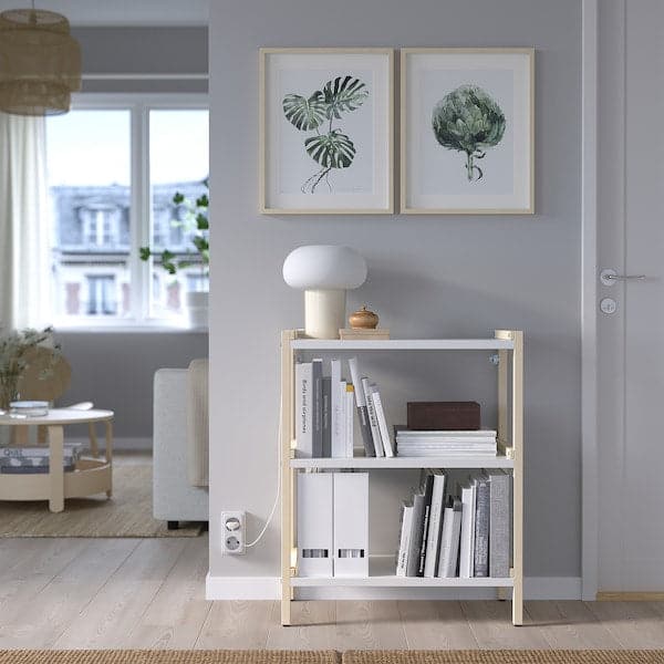 EKENABBEN - Open shelving unit, aspen/white, 70x34x86 cm - best price from Maltashopper.com 10487816