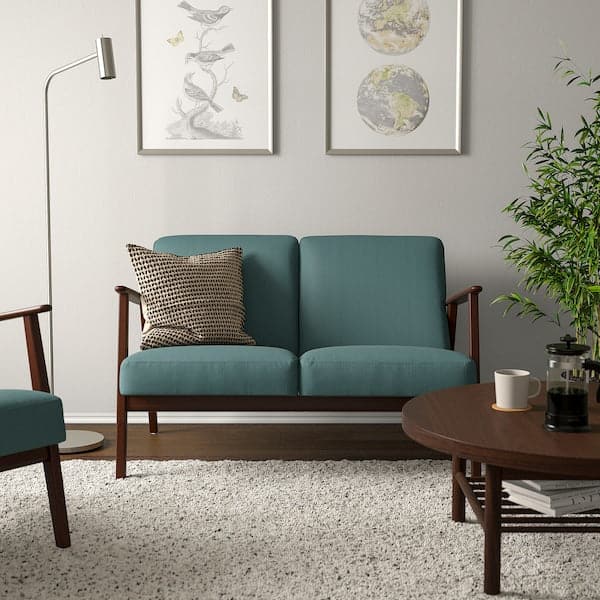EKENÄSET - 2-seater sofa, Kelinge grey-turquoise , - best price from Maltashopper.com 50533500