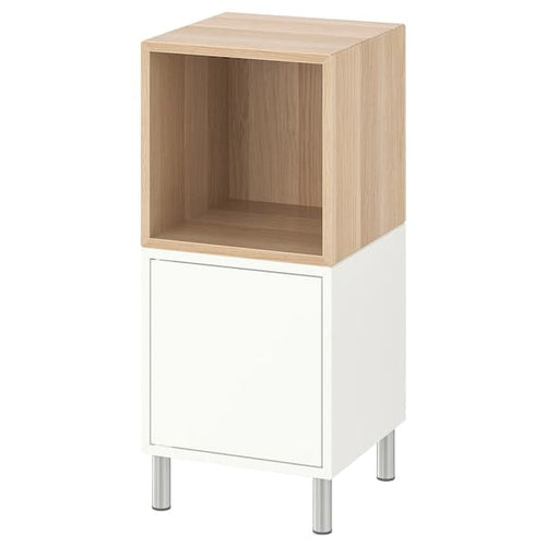 EKET - Cabinet combination with legs, white/white stained oak effect, 35x35x80 cm