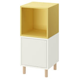 EKET cabinet combination with legs, white pale yellow/wood, 35x35x80 cm