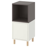 EKET - Cabinet combination with legs, white dark grey/wood, 35x35x80 cm - best price from Maltashopper.com 19386078