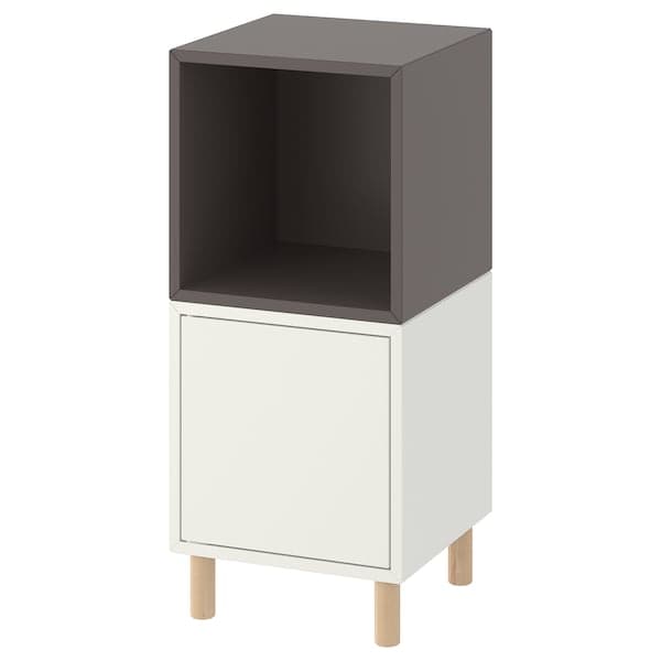 Ikea EKET - Cabinet combination with legs, white dark grey/wood, 35x35x80 cm