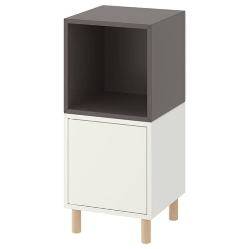 EKET - Cabinet combination with legs, white dark grey/wood, 35x35x80 cm