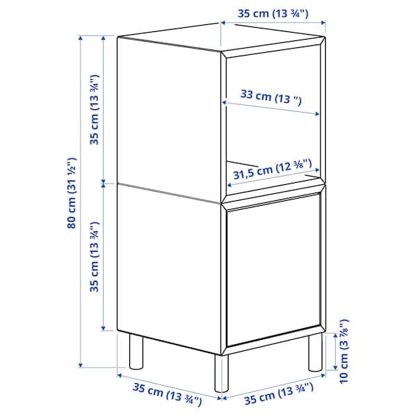 EKET - Cabinet combination with legs, white dark grey/wood, 35x35x80 cm - best price from Maltashopper.com 19386078