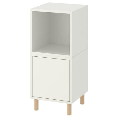 EKET - Cabinet combination with legs, white/wood, 35x35x80 cm