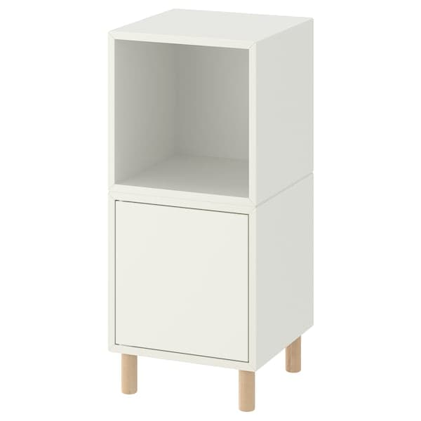 EKET - Cabinet combination with legs, white/wood, 35x35x80 cm