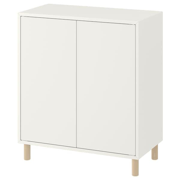 EKET - Cabinet combination with legs, white/wood, 70x35x80 cm - best price from Maltashopper.com 79388003