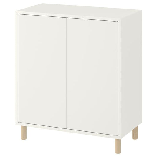 EKET - Cabinet combination with legs, white/wood, 70x35x80 cm - best price from Maltashopper.com 79388003