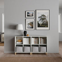EKET - Cabinet combination with legs, white/wood, 140x35x80 cm - best price from Maltashopper.com 89386107